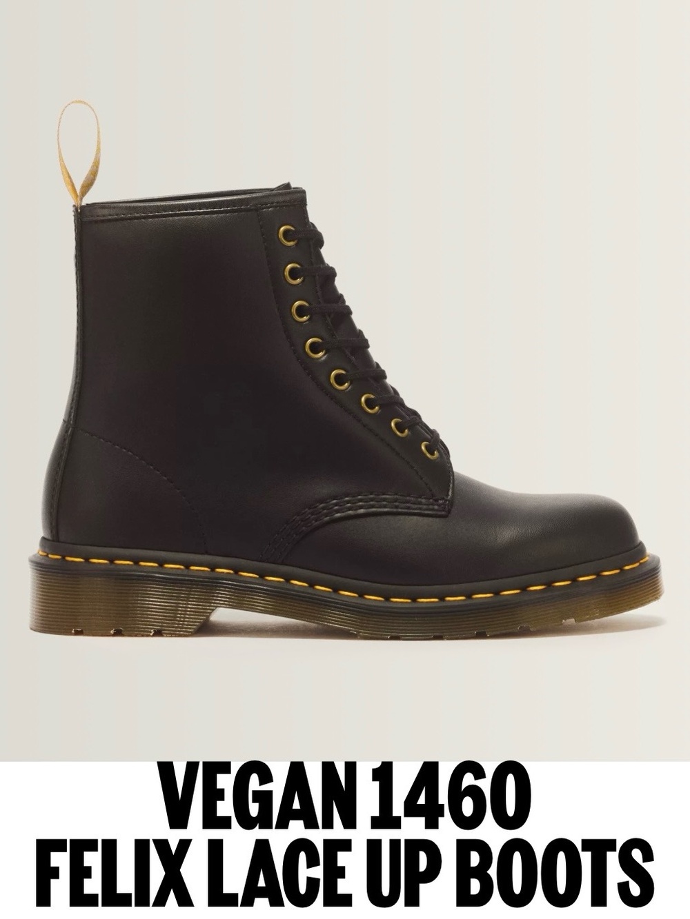 Dr. Martens Vegan 1460 Felix 8-Eye Lace-up Boots Black Size EU 37